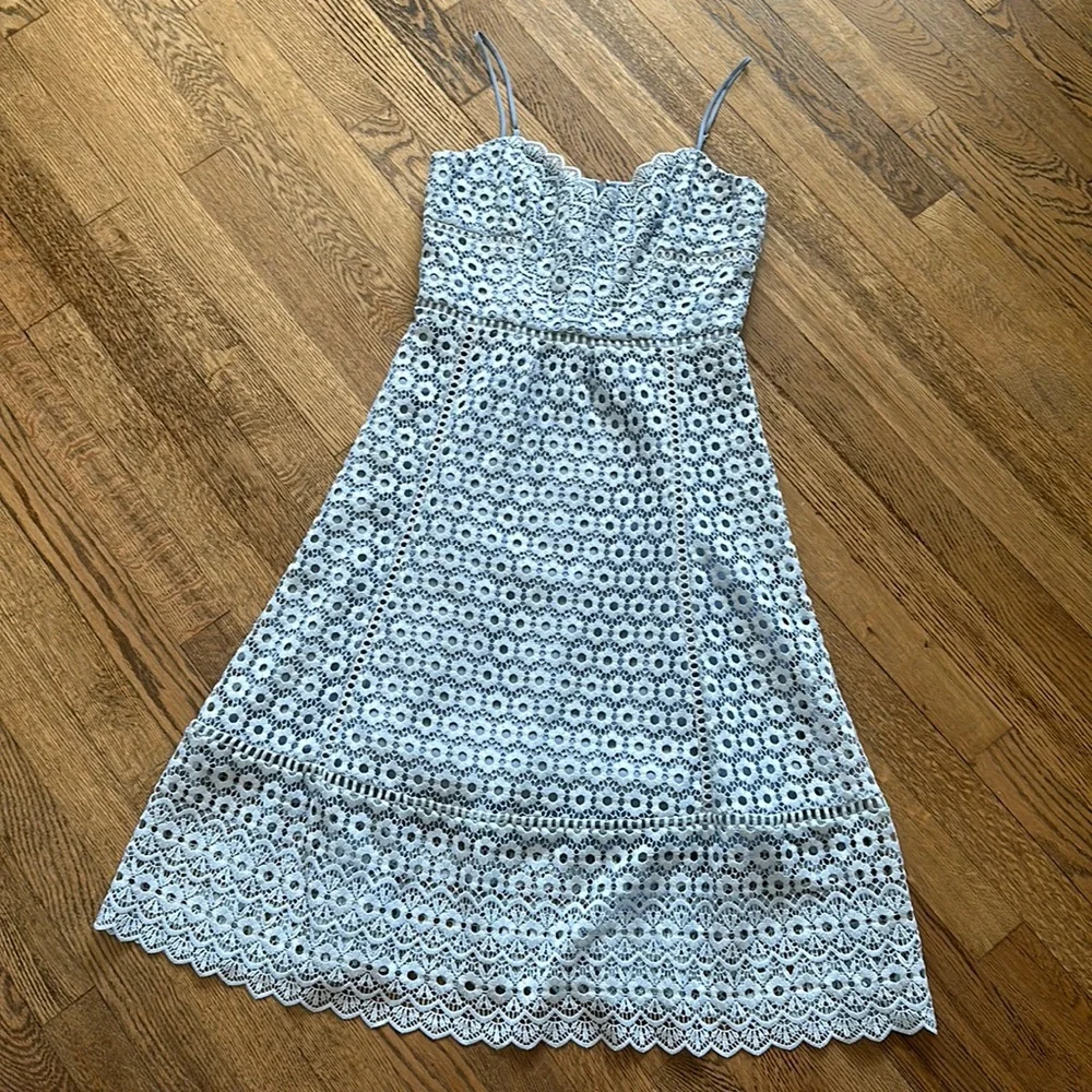 J Crew Daisy Lace Dress Light Blue - Picture 3 of 8